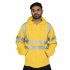 Male Sports Jacket Zippered Velvet Hoodie Casual Outwear with Strips Decorated yellow XXXL