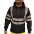 Male Sports Jacket Zippered Velvet Hoodie Casual Outwear with Strips Decorated black L