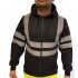 Male Sports Jacket Zippered Velvet Hoodie Casual Outwear with Strips Decorated black XXXL
