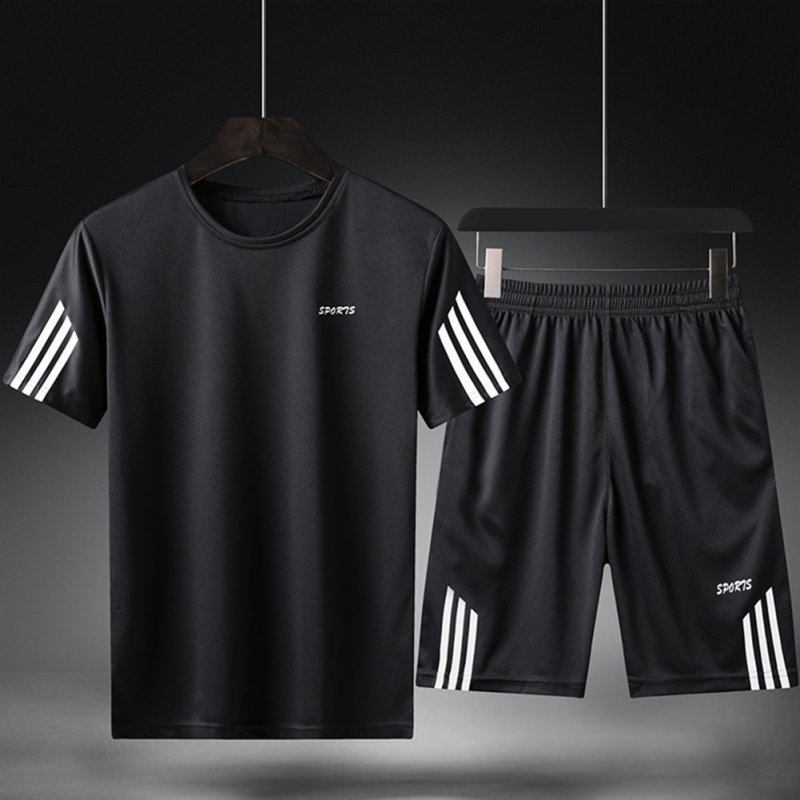 Male Sports Wear Quick Dry Casual Training Suits for Man Basketball Football Jogging black_XXL
