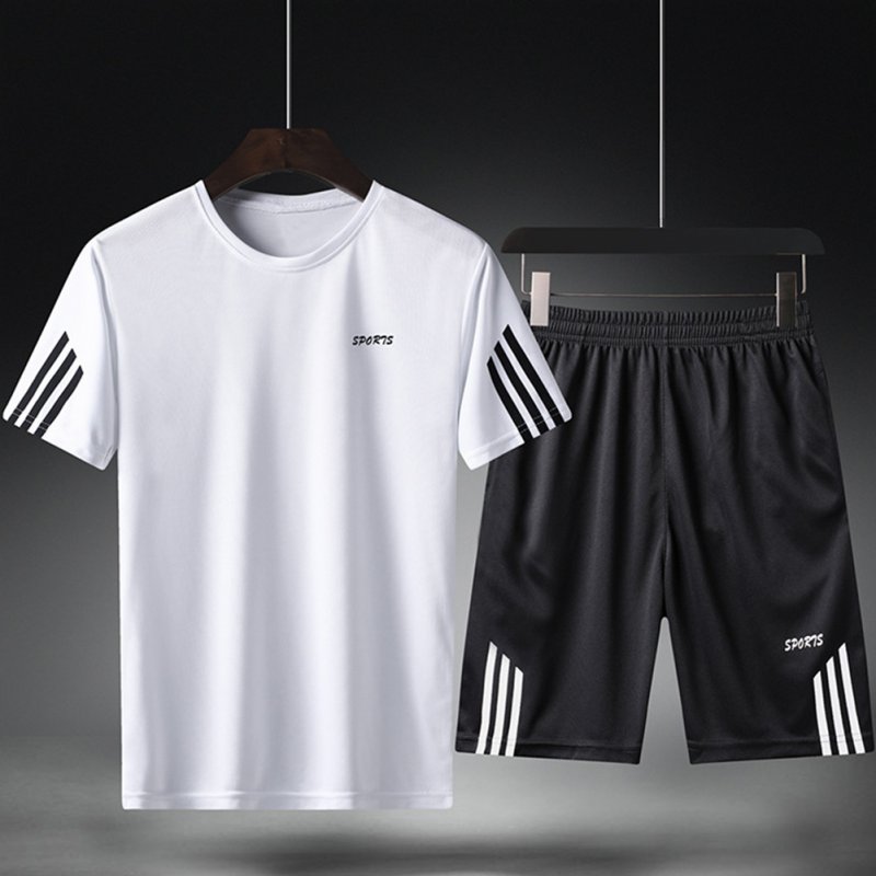 Male Sports Wear Quick Dry Casual Training Suits for Man Basketball Football Jogging white_XXL