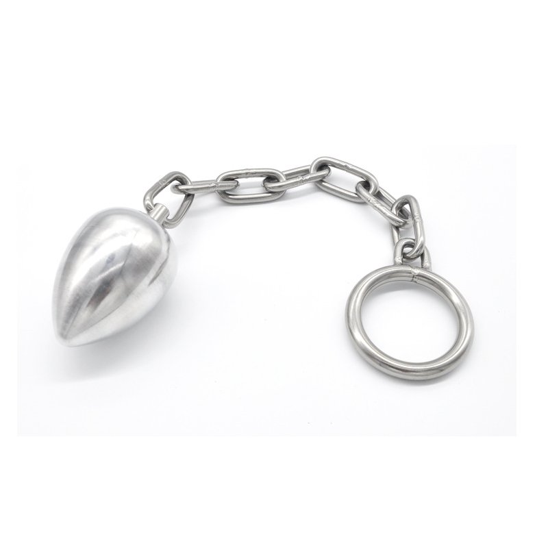 Male Stainless steel Chain Anal Plug With Scrotal Ring Heavy Restraints 45mm 45mm