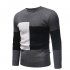 Male Sweater of Long Sleeves and Round Neck Casual Contrast Color Top Pullover Base Shirt apricot L