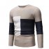 Male Sweater of Long Sleeves and Round Neck Casual Contrast Color Top Pullover Base Shirt apricot 2XL