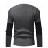Male Sweater of Long Sleeves and Round Neck Casual Contrast Color Top Pullover Base Shirt apricot L