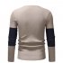 Male Sweater of Long Sleeves and Round Neck Casual Contrast Color Top Pullover Base Shirt caramel colour 2XL