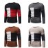 Male Sweater of Long Sleeves and Round Neck Casual Contrast Color Top Pullover Base Shirt caramel colour 2XL