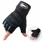 Man Anti-Skid Half Finger Gloves Comfortable Breathable Sports Gloves for Outdoor Sports Cycling Weightlifting black with light blue_L