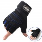 Man Anti-Skid Half Finger Gloves Comfortable Breathable Sports Gloves for Outdoor Sports Cycling Weightlifting black with dark blue_L