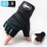 Man Anti Skid Half Finger Gloves Comfortable Breathable Sports Gloves for Outdoor Sports Cycling Weightlifting black with light blue L