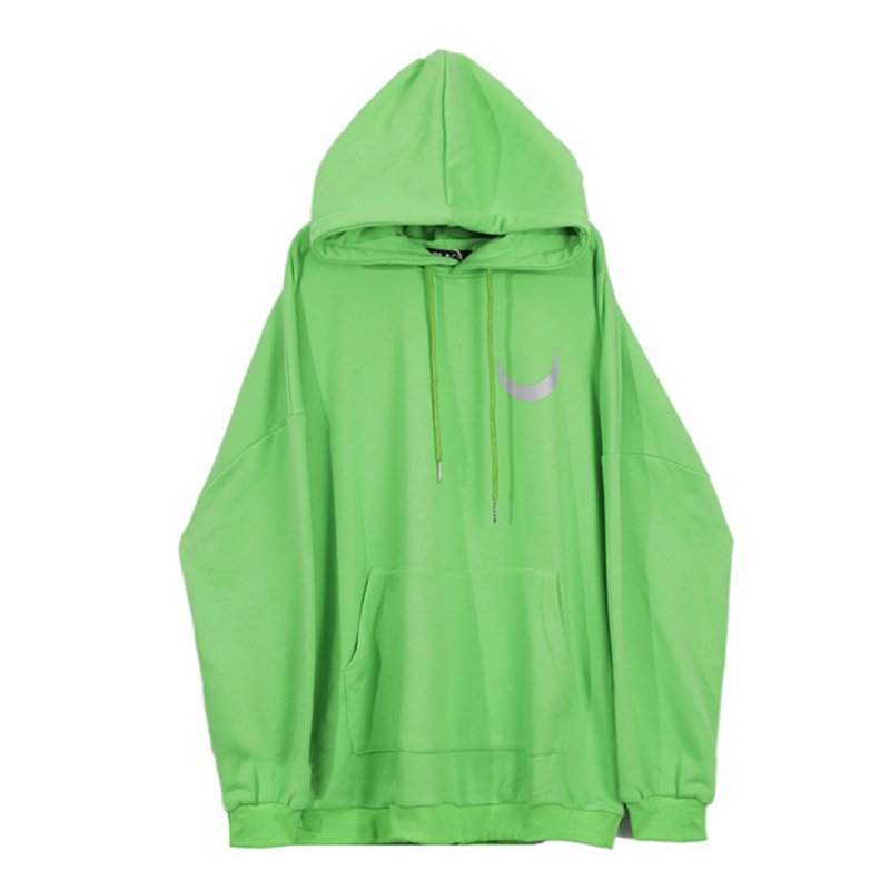 Man Fashion Autumn And Winter Warm Loose Hooded Sweater Printing Hoodie Tops green_M