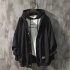 Man Fashion Autumn And Winter Warm Loose Hooded Sweater Coat Tops 563 black  spring  M