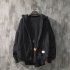 Man Fashion Autumn And Winter Warm Loose Hooded Sweater Coat Tops 563 black  winter plus velvet  M