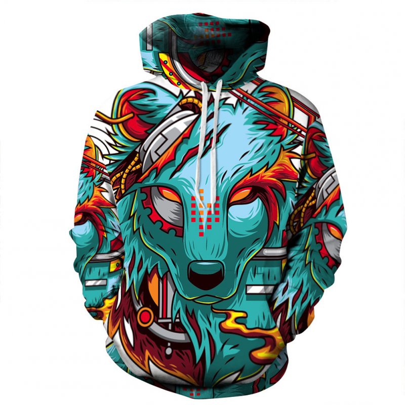 Man Fashion Hoodies Wolf Pattern 3D Digital Printing Fashion Hoodie Sweatshirts Wolf_XXL