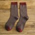 Man Mixed Colors Cotton Midium Length Business Casual Socks Brown One size