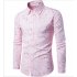 Man Single breasted Leisure Shirt Long Sleeves and Lapel Cardigan Top with Floral Printed Pink M