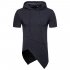 Man Stylish Short Sleeve Sweater Irregular Spliced Hooded Hip hop T Shirt Tops Coat