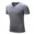 Man Stylish Short Sleeve T shirt V Collar Pure Cotton Tops Solid Color