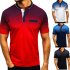 Man Summer 3D Printing Short Sleeves Lapel Polo Shirt  red L