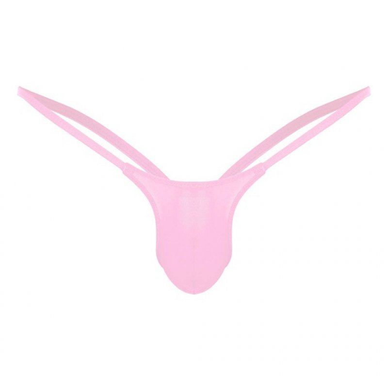 Man T-back Male Sexy Thong Blend Fiber G Strings Briefs Bikini Underwear Pink_XL