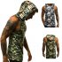 Man Vest Camouflage Casual Tops Patchwork Running Jacket Sleeveless Sports Wear gray 2XL