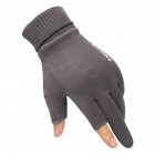 Man Winter Gloves Thicken Suede Split Finger Touchscreen Non-slip Outdoor Cycling Skiing Warm Mitten gray One size