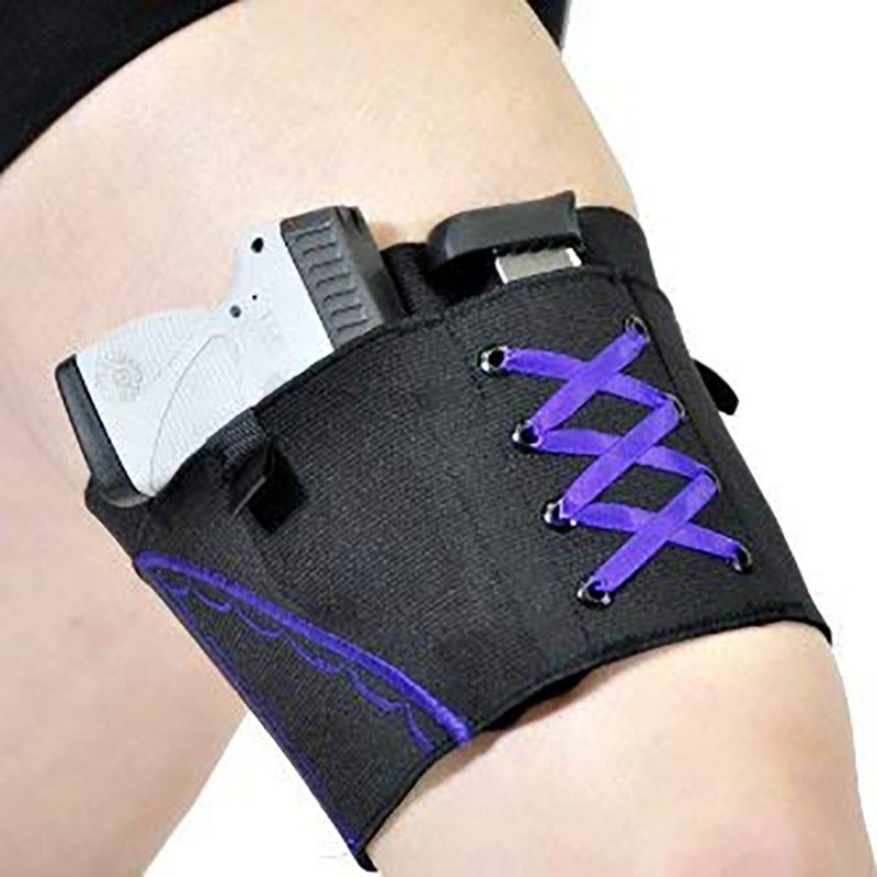 Man Woman Leg Holster Lady Anti-slip Adjustable Six Hook-and-eye Garter Pistol Holder Purple line_51*10cm