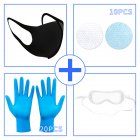Mask + Filter + Goggles + Disposable Gloves Set Anti acteria Dustproof Protective Cover L_Mask + gasket * 10 + goggles * 1 + gloves * 20