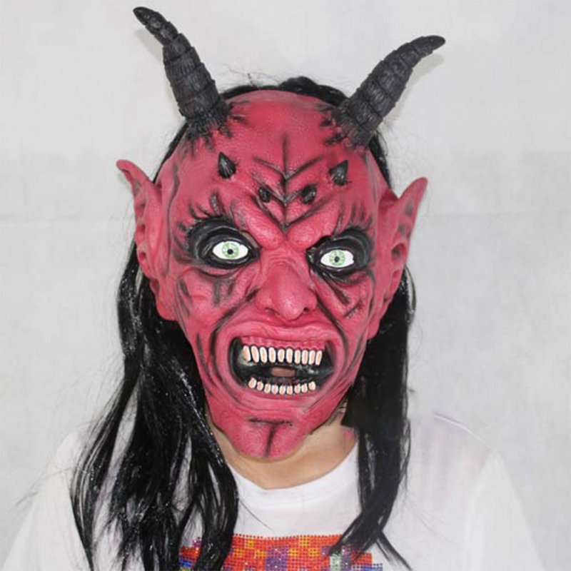 Mask Satan Devil April Fool's Day Halloween Dance Performance Red Devil Mask Ghost Mask of Terror red