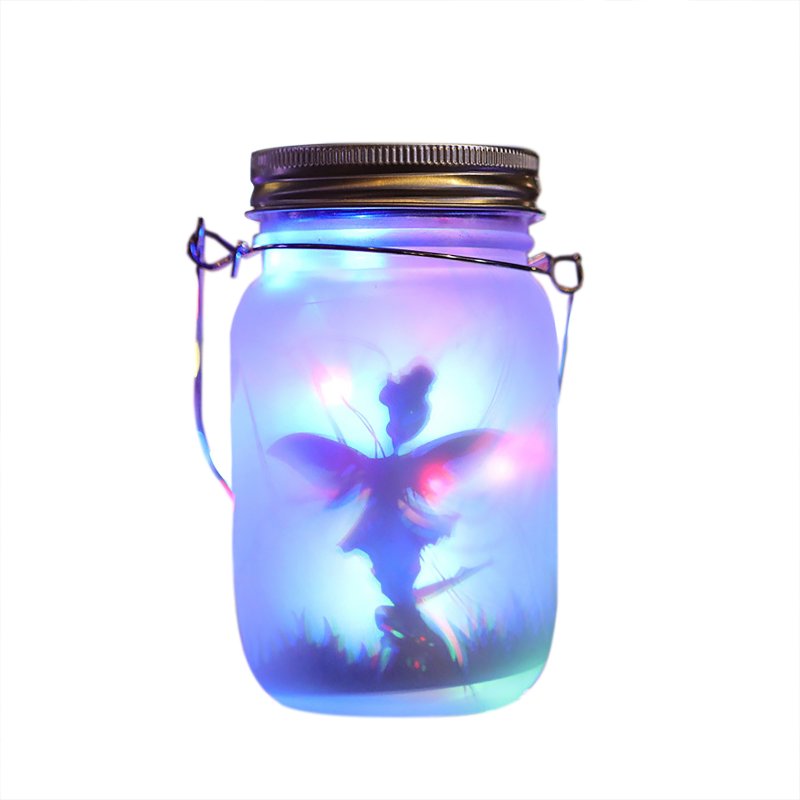 Mason Jar Solar Lamp With 2V80MAH Solar Panel IP65 Waterproof Hanging Light Outdoor Christmas Wedding Birthday Party Garden Decor