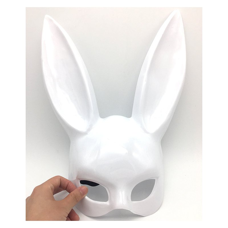 Masquerade Rabbit Ears Mask For Women Half Face Cosplay Mask Halloween Props Party Performance Supplies Bright white One size