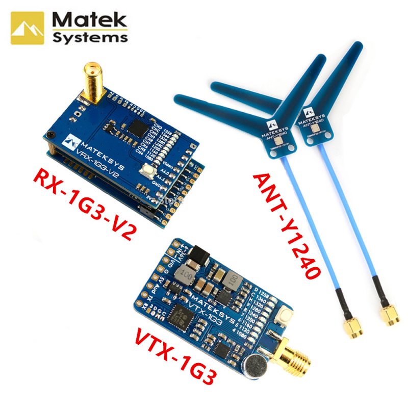 Matek System Mateksys VRX-1G3-V2 / VTX-1G3 1.3GHz FPV Video 2CH 9CH Transmitter 9CH Wid Band Receiver RC Drone Long Range Goggle Matek System VRX-1G3-V2 + VTX-1G3-9