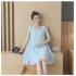 Maternity Dress Chiffon Sweet Pleated Dress Loose Breathable Pregnant Woman Clothes sky blue M