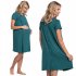 Maternity Simple Short Sleeves Hidden Openings Pregnant Woman Breastfeeding Nursing Dress  Red wine XL