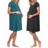 Maternity Simple Short Sleeves Hidden Openings Pregnant Woman Breastfeeding Nursing Dress  Red wine M