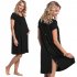 Maternity Simple Short Sleeves Hidden Openings Pregnant Woman Breastfeeding Nursing Dress  Dark gray L