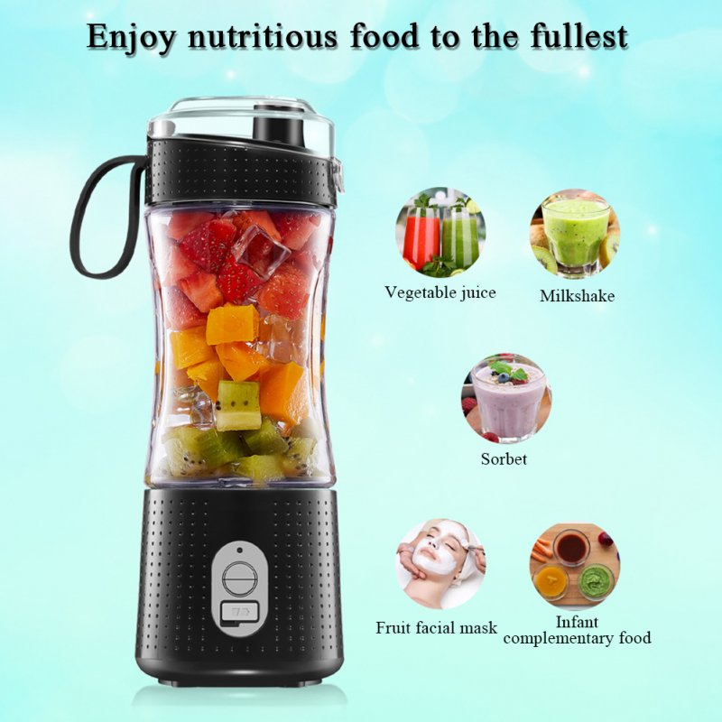 Portable Blender Type-C Rechargeable Juicer Cup Electric Blender for Travel Kitchen 380ml 