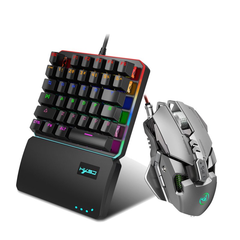 Mechanical Game Mouse J800 Luminous Adjustable Lighting Mouse DPI Max 6400 Mouse + one-handed keyboard
