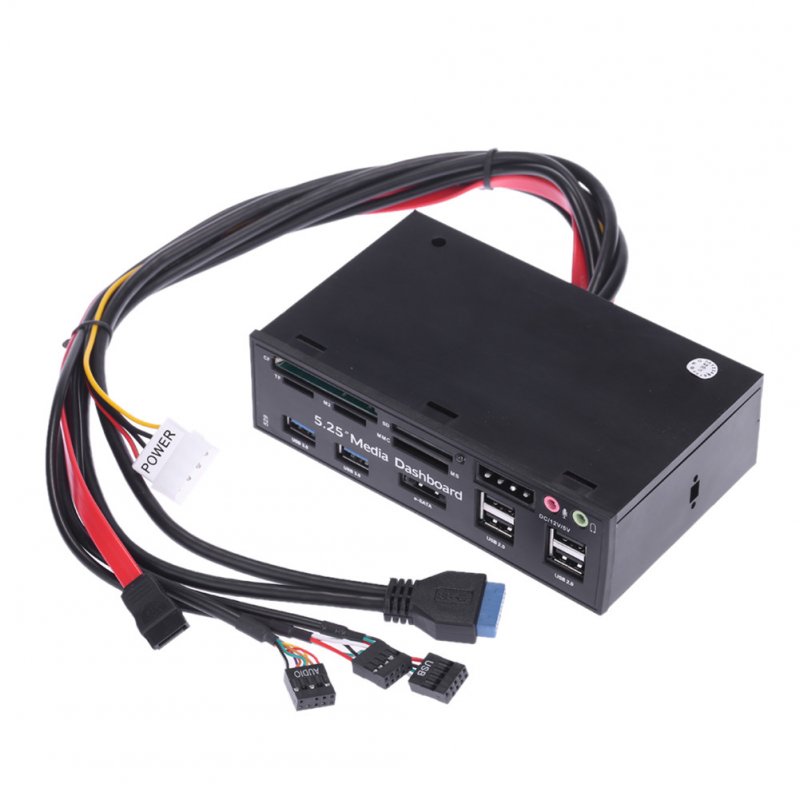 Media Dashboard Supply Optical Drive Multi-functional Front Panel USB3.0 Hub + Card Reader + E-sata + Headset + 12V5V Black
