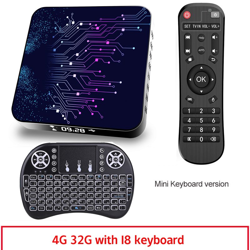 Media  Player 2+16g Abs Material Tp02 Rk3318 Android 10 Tv Box With Remote Control 4+32G_EU plug+I8 Keyboard