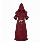 Mediaeval Monks Clothing Pastor Clothes Long Robe Wizard Costume Cosplay Church Fathers Costumes Halloween Masquerade Costume Red (medieval monk)_M