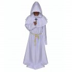Mediaeval Monks Clothing Pastor Clothes Long Robe Wizard Costume Cosplay Church Fathers Costumes Halloween Masquerade Costume White (medieval monk)_L