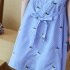 Medium Style Stripes Printing Embroidered Dress for Pregnant Woman blue XL