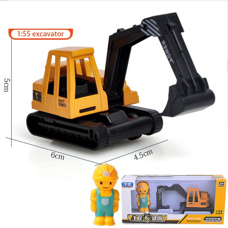 Medium-sized Alloy Children Pull  Back  Car  Toy Fire-fighting Engineering Vehicle Multiple Simulation Model Pull back excavator