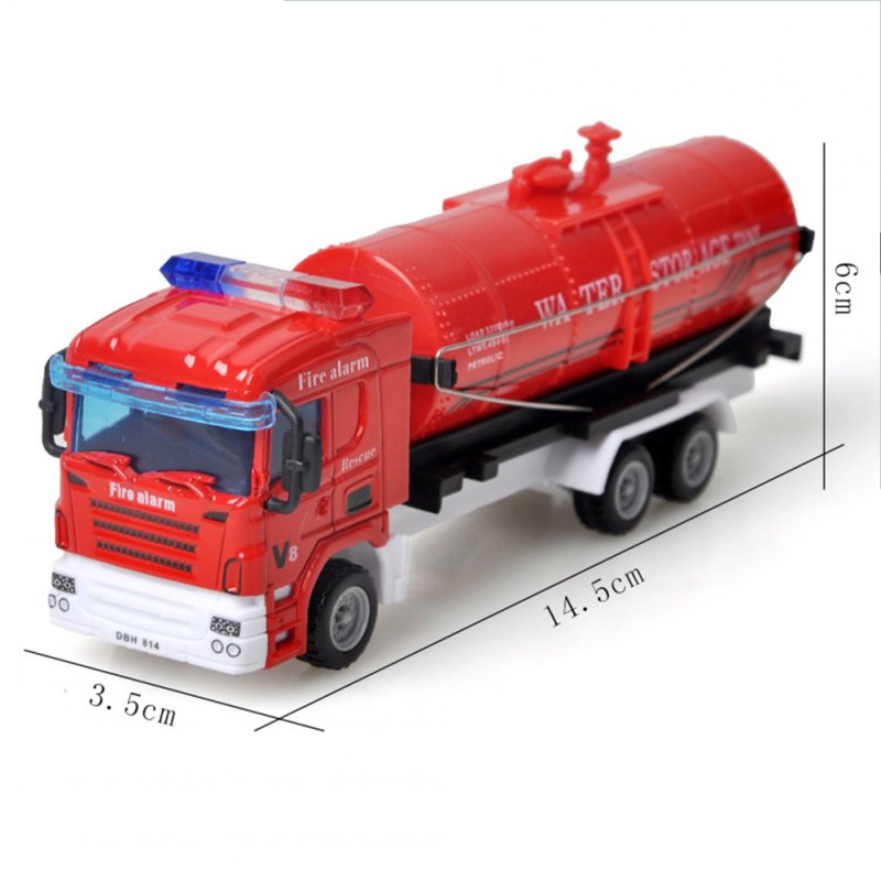 Medium-sized Alloy Children Pull  Back  Car  Toy Fire-fighting Engineering Vehicle Multiple Simulation Model Pull back fire water storage truck