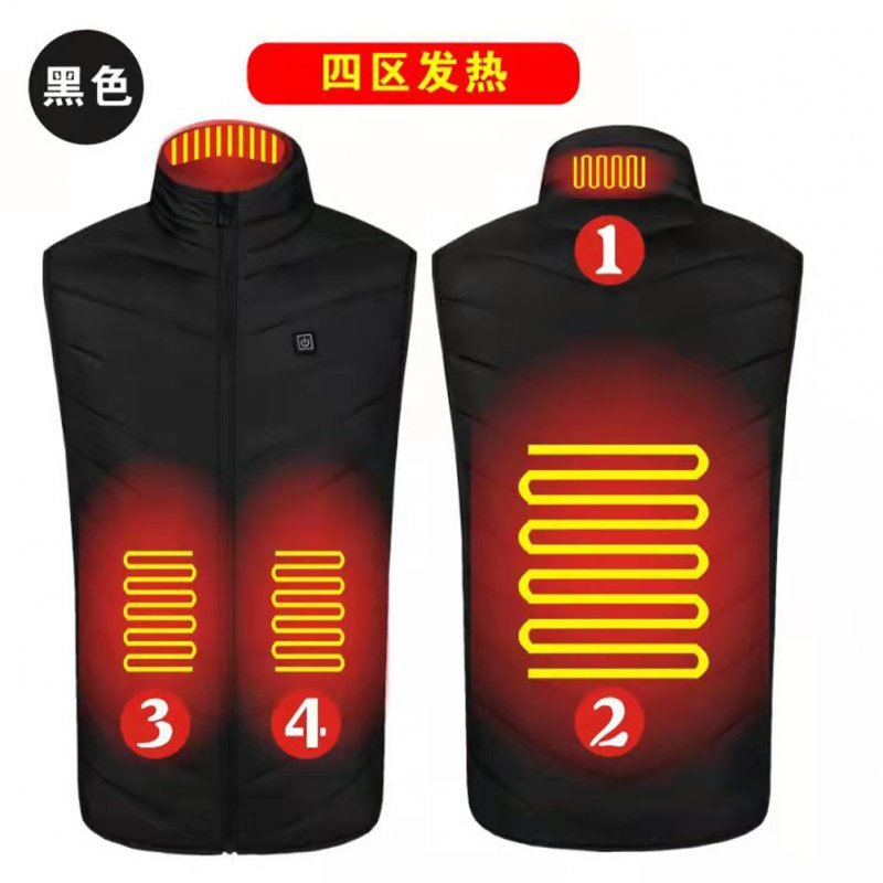 Men 4 Zones Heating Vest Usb Smart Heating 3-speed Adjustable Temperature Vest