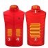 Men 4 Zones Heating Vest Usb Smart Heating 3 speed Adjustable Temperature Vest Red