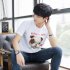 Men And Women Couple Spring And Summer Cartoon Dog Wear Short Sleeve T shirt Tops white M