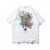 Men And Women Couple Summer Colorful Fish Printing Short sleeved T shirt Tops black L