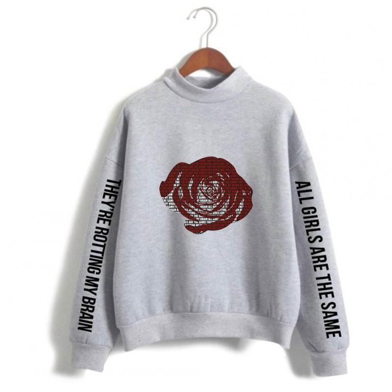 Men And Women Printed Fashion Casual Turtleneck Sweater Tops 3#_S